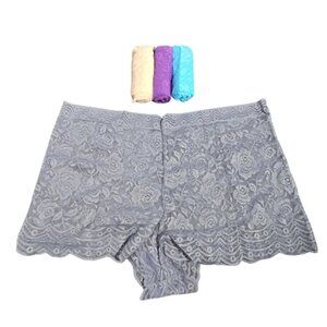 NIP | 4-Pack Floral Lace Boyshort Underwear | Artistic Scalloped Edge | XXL
